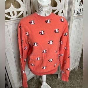 Champion Sweater Womens S Small Pink Orange Pullover Sweatshirt Athleisure